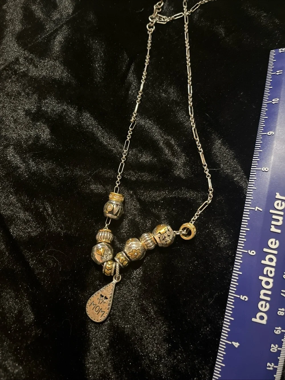 Brighton Two-Tone Silver & Gold Charm Necklace with MOM Teardrop - Picture 7 of 7